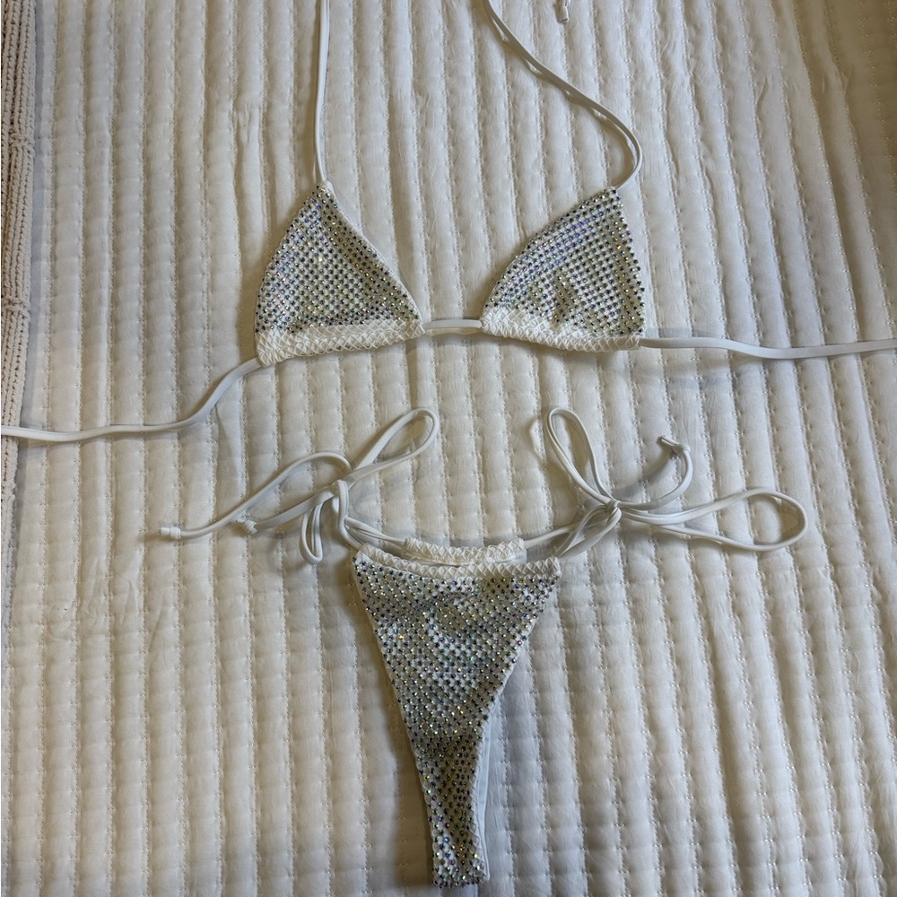 Fashion Nova White Sequin Bikini